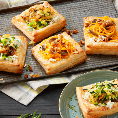 Image of Open Face Zucchini and Butternut Spirals Pastries