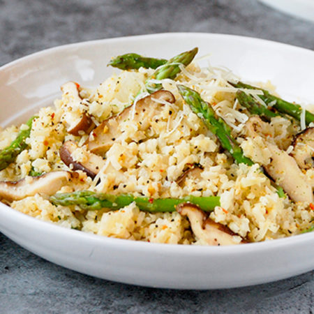 Image of Asparagus & Mushroom Cauliflower “Risotto” Recipe