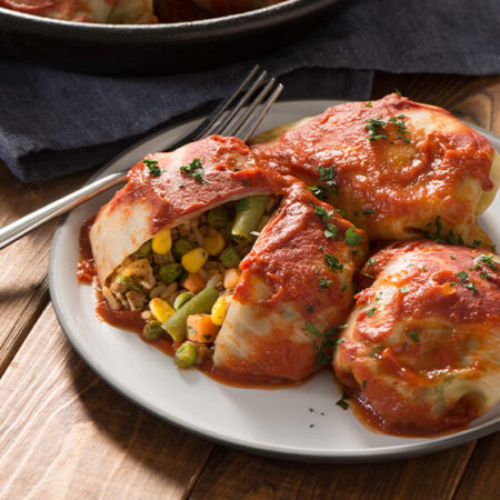 Image of Brown Rice and Vegetable Stuffed Cabbage Rolls Recipe