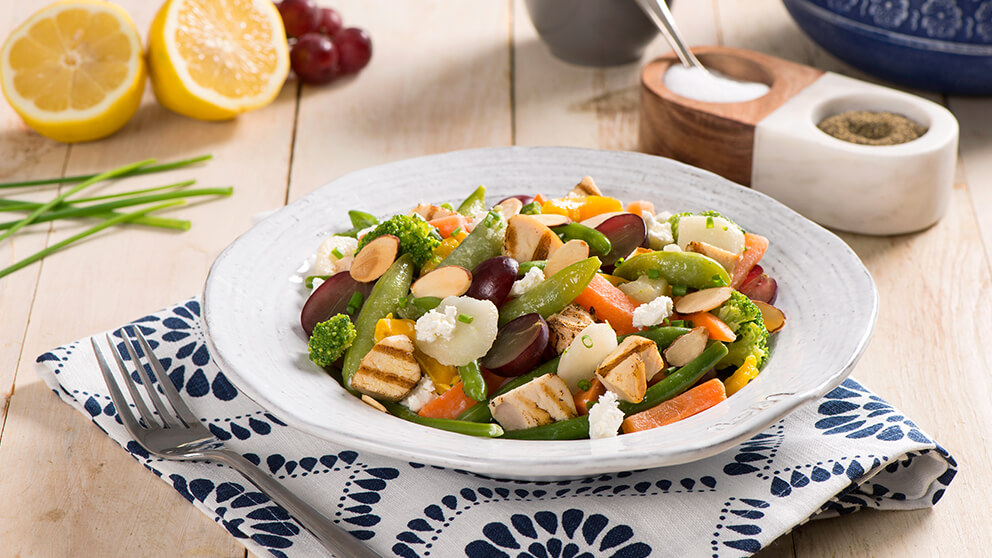 Image of Chicken Salad with Japanese Mix Vegetables and Goat Cheese Recipe