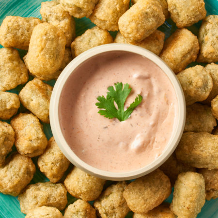Image of Broccoli & Cheese Veggie Tots with Salsa Ranch Dip Recipe