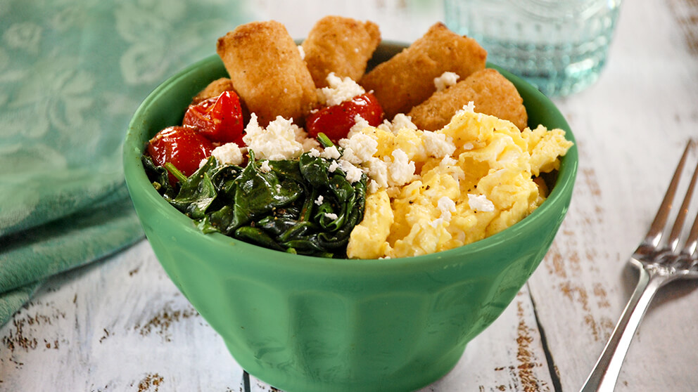 Image of Veggie Tots, Egg & Cheese Breakfast Bowls Recipe